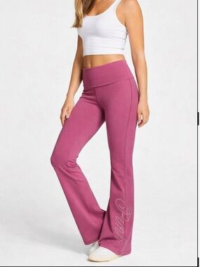 Victoria’s Secret PINK Flare Leggings Foldover Waist NWT Y2K Yoga Pants L